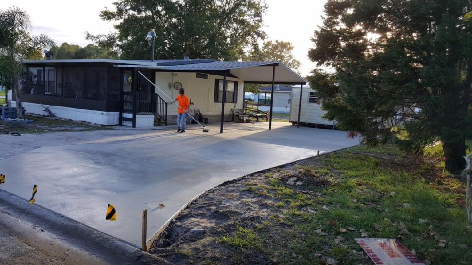 Large finished residential concrete parking slab